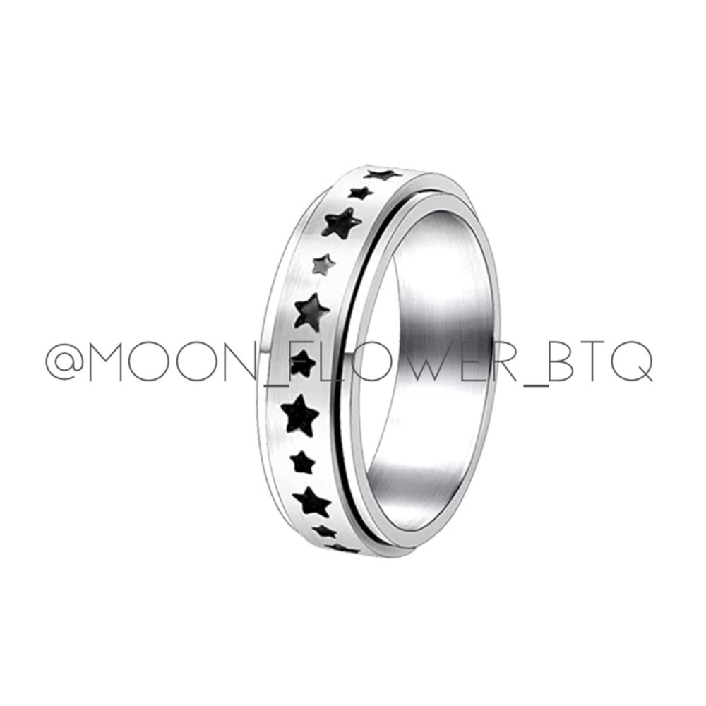 Black Star Anxiety Fidget Spinner Ring - Picture 7 of 8